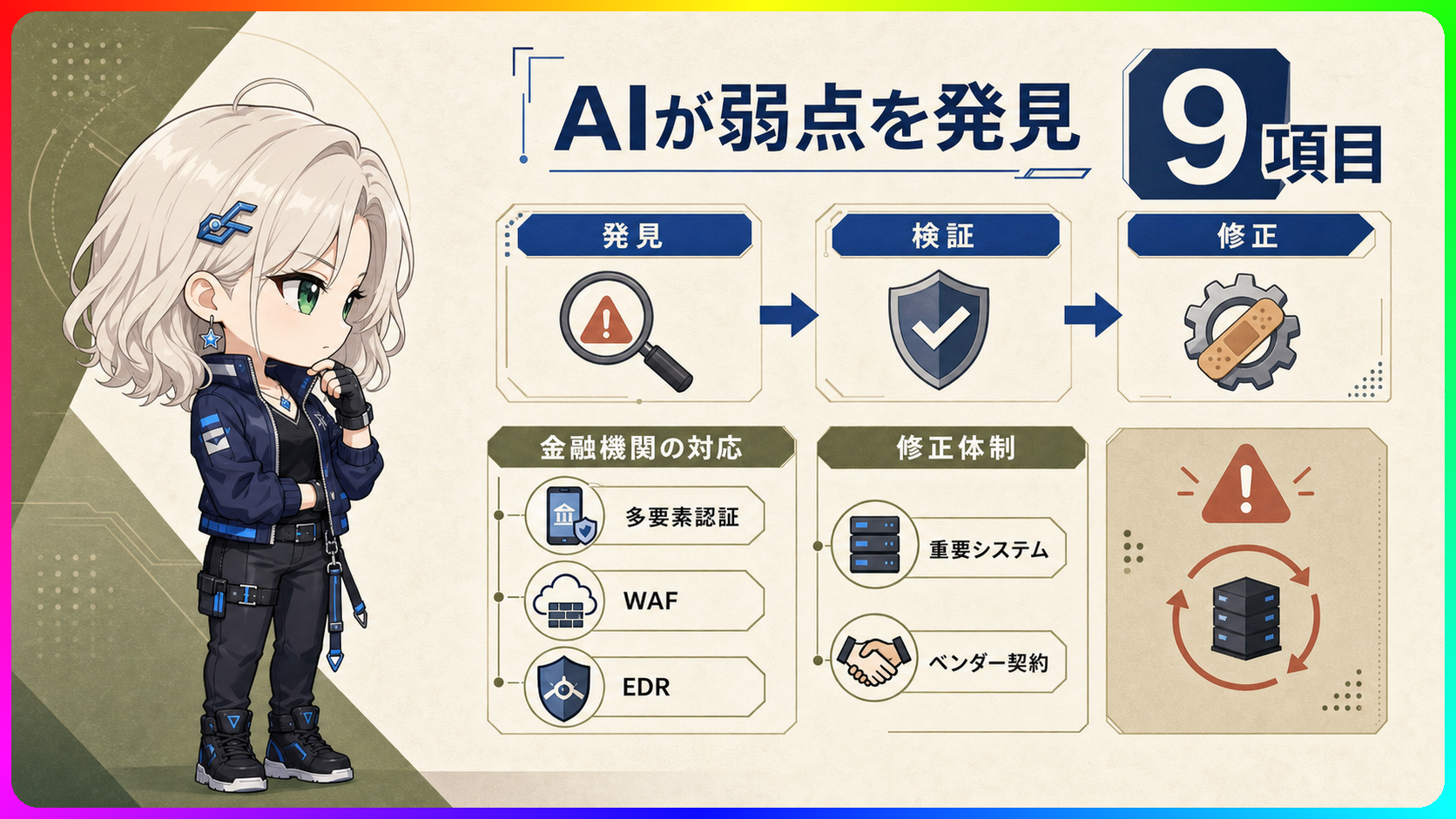 金融機関のAI脆弱性対応を図解したヘッダー画像